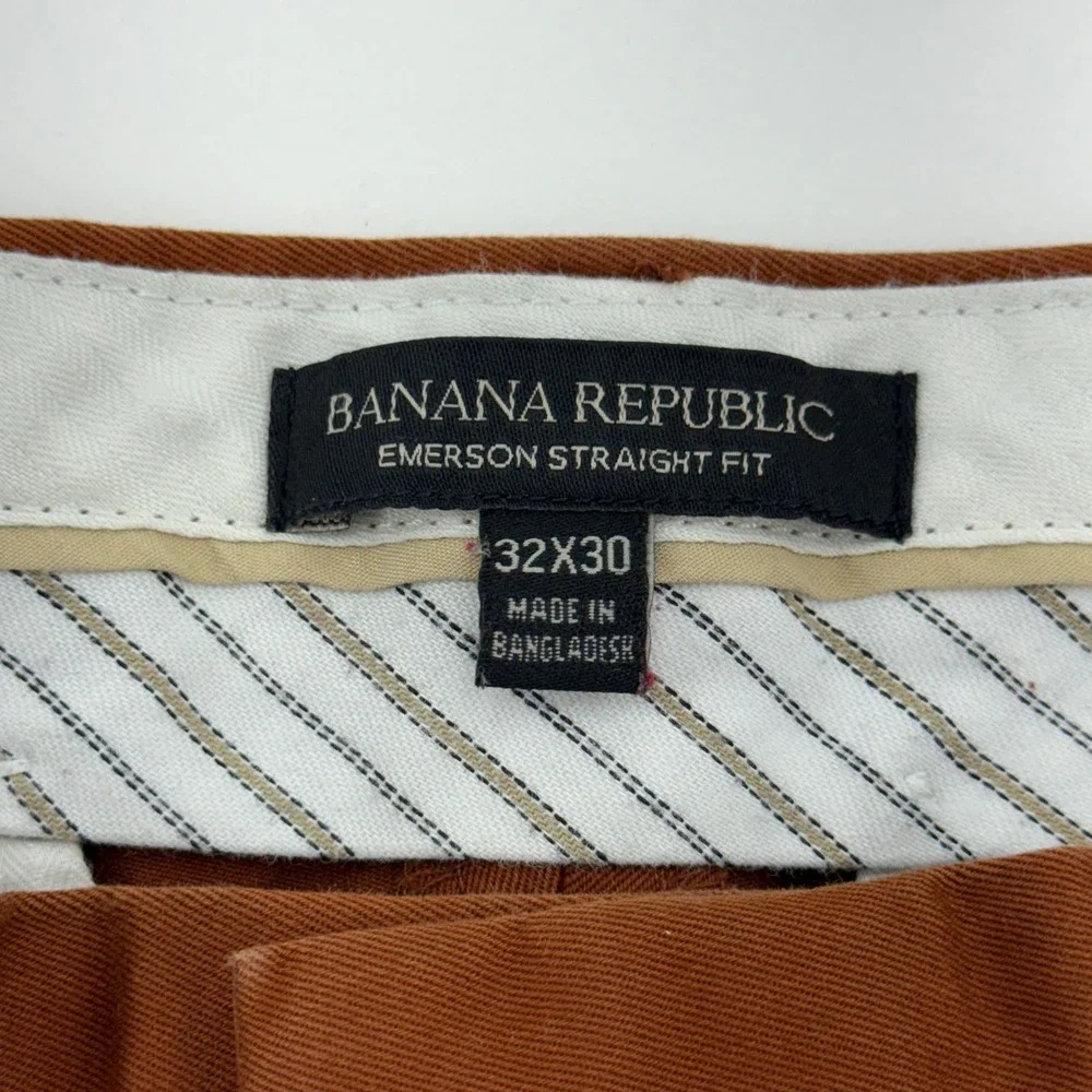 Banana Republic Emerson Straight Fit Rapid Movement Chinos Rust Brown 32x30 Mens